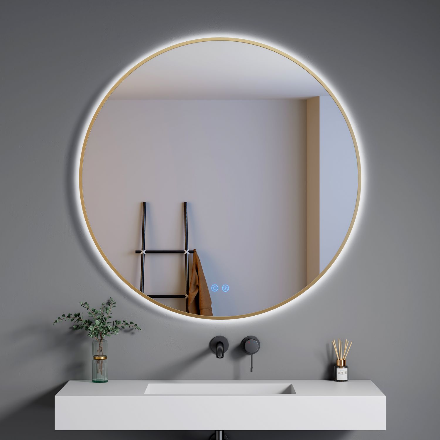 MIROIR LED VOGUE LINE ROUND MB 1000X35MM CONTOUR GOLD