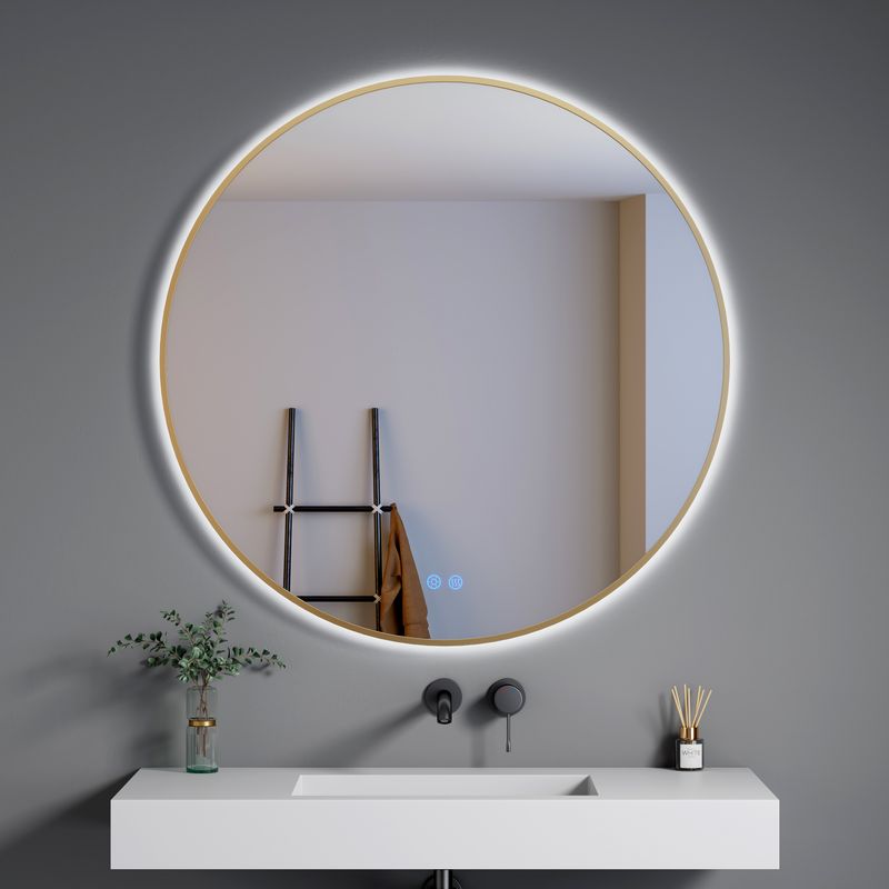 MIROIR LED VOGUE LINE ROUND MB 800X35MM CONTOUR GOLD