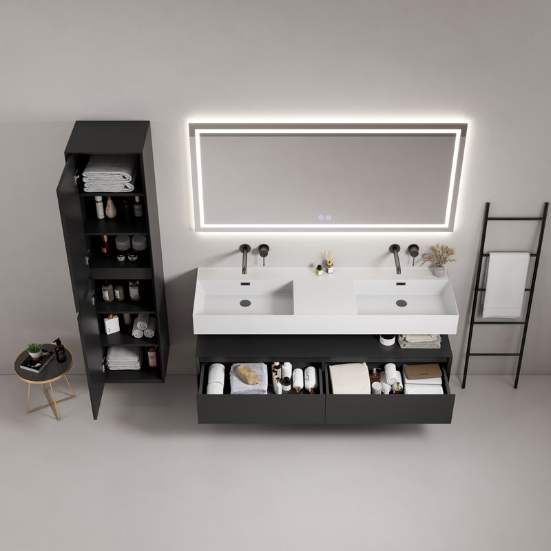 MEUBLE SALLE DE BAIN VOGUE 150 BLACK MAT