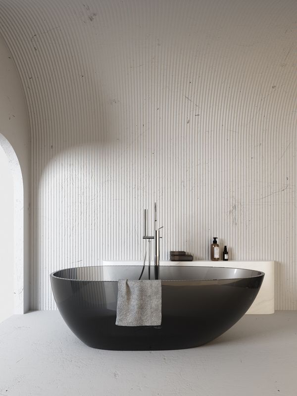 Baignoire ilot  Solid surface transparent Naomi black