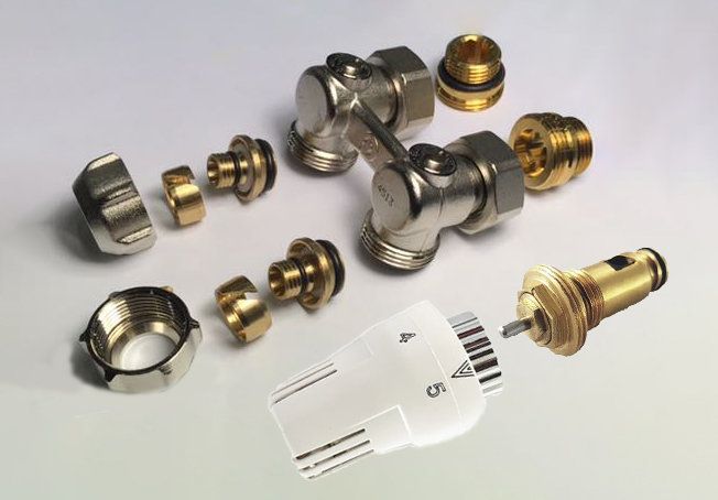 VANNE THERMOS CALEFFI COMPLET MURALE : TETE M30 + INSERT + H-BLOCK MURALE + RACCORDS M22-16
