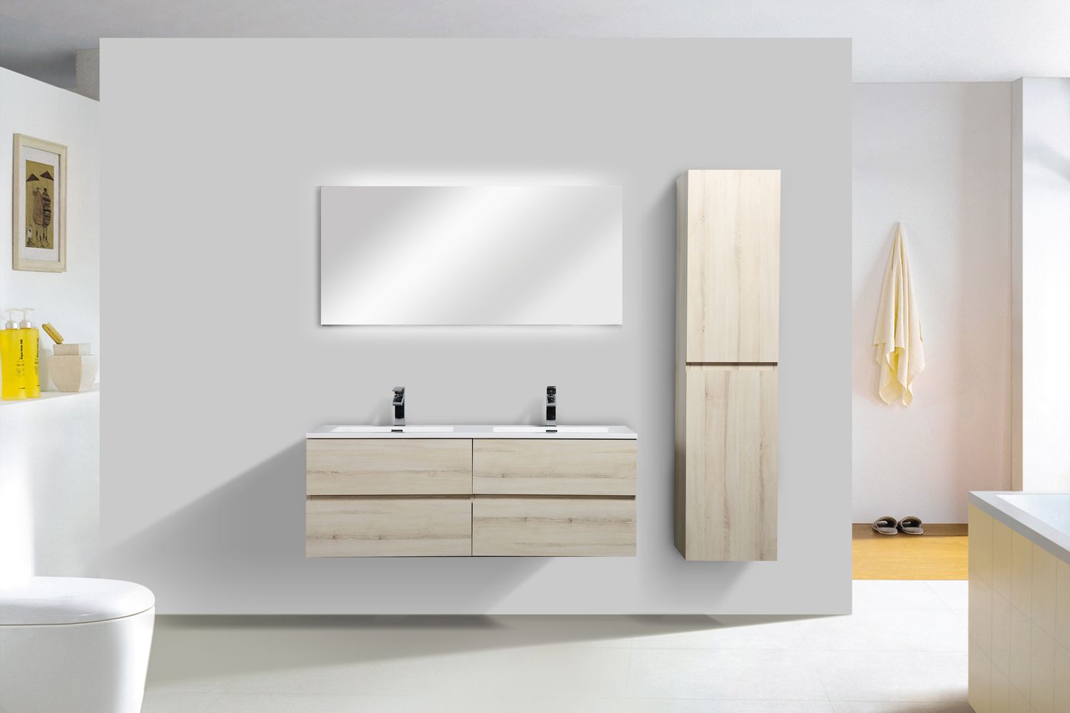 MEUBLE SALLE DE BAIN NEW ELITE ANGELA 1400 CHENE CLAIR