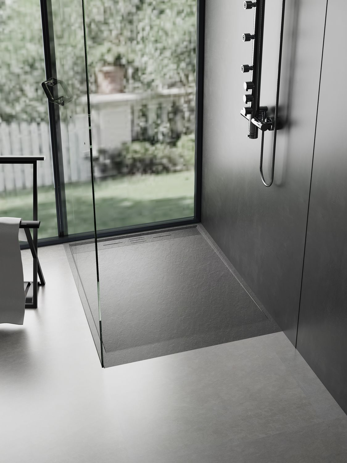 RECEVEUR DE DOUCHE MAUNA ROCK BLACK 90X180CM SMC STONE EFFECT