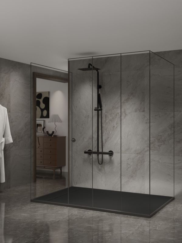 RECEVEUR DE DOUCHE MERAPI ROCK BLACK 90X90CM SMC STONE EFFECT