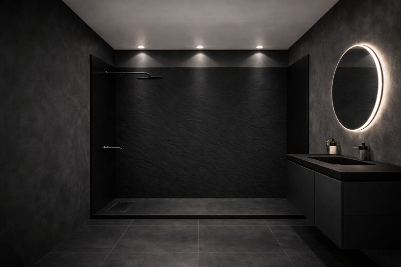 Revêtement mural de douche Etna wall black 92x222cm