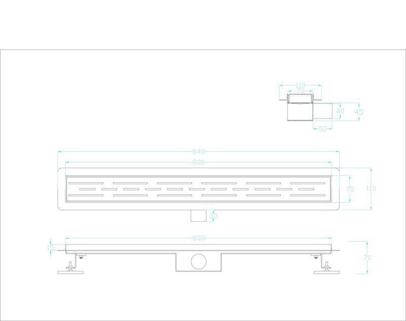 CANIVEAU DE DOUCHE EN INOX NAPOLI DESIGN 800MM