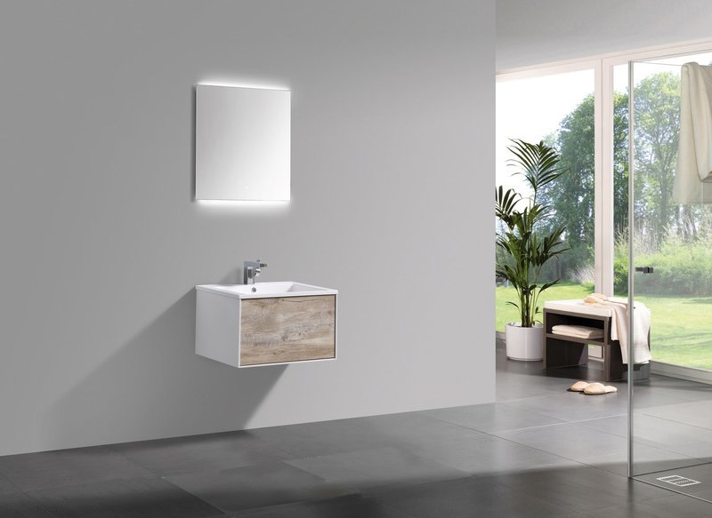 MEUBLE SALLE DE BAIN SUSPENDU ELEGANCE LENA 600 CHENE / BLANC
