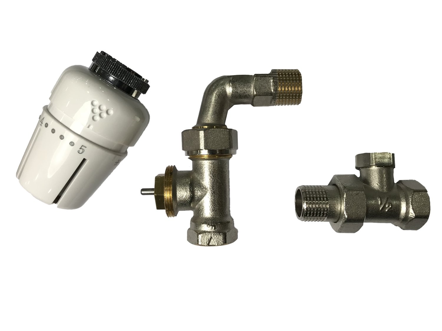 KIT VANNE THERMOS. DEPART RETOUR : TETE THERMOS. M30 + VANNE COURBE 1/2F + RETOUR DROIT 1/2F