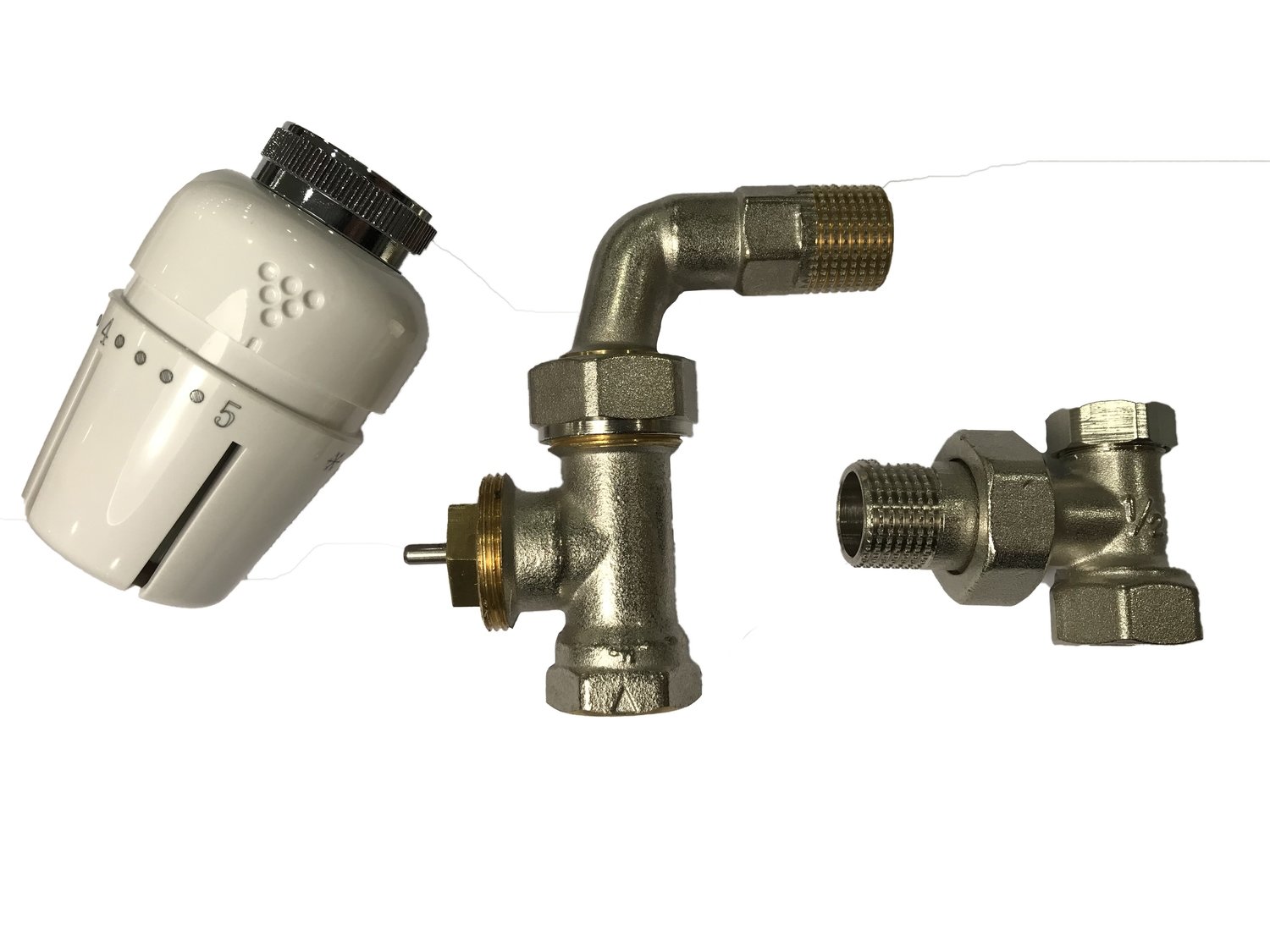 KIT VANNE THERMOS. DEPART RETOUR : TETE THERMOS. M30 + VANNE COURBE 1/2F + RETOUR EQUERRE 1/2F