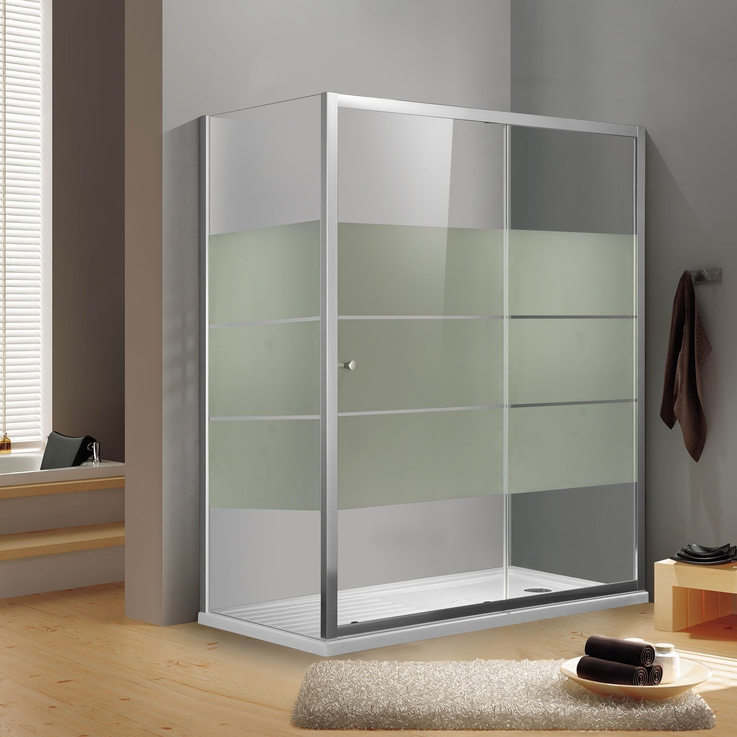 COIN DE DOUCHE PORTE  COULISSANTE MAT 6MM AQUAPLUS (03-12 + 05-90) 900X1200X2000MM