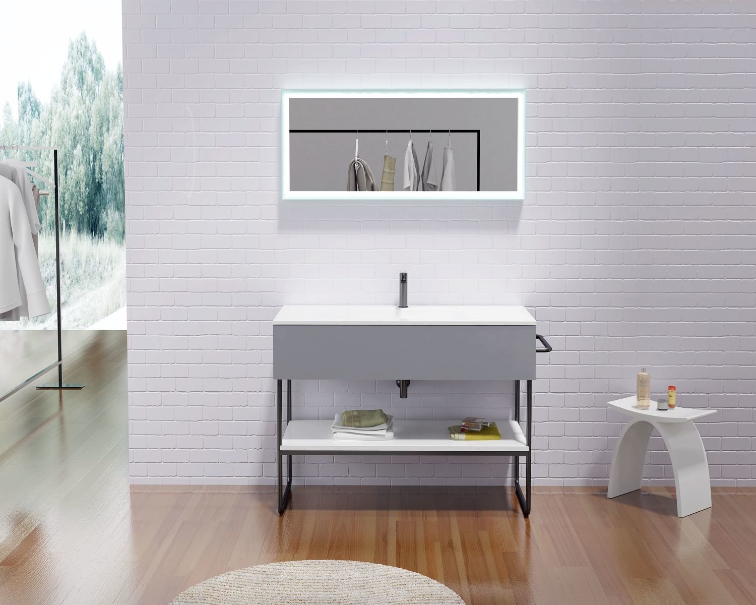 MEUBLE SALLE DE BAIN SOLID SURFACE 110