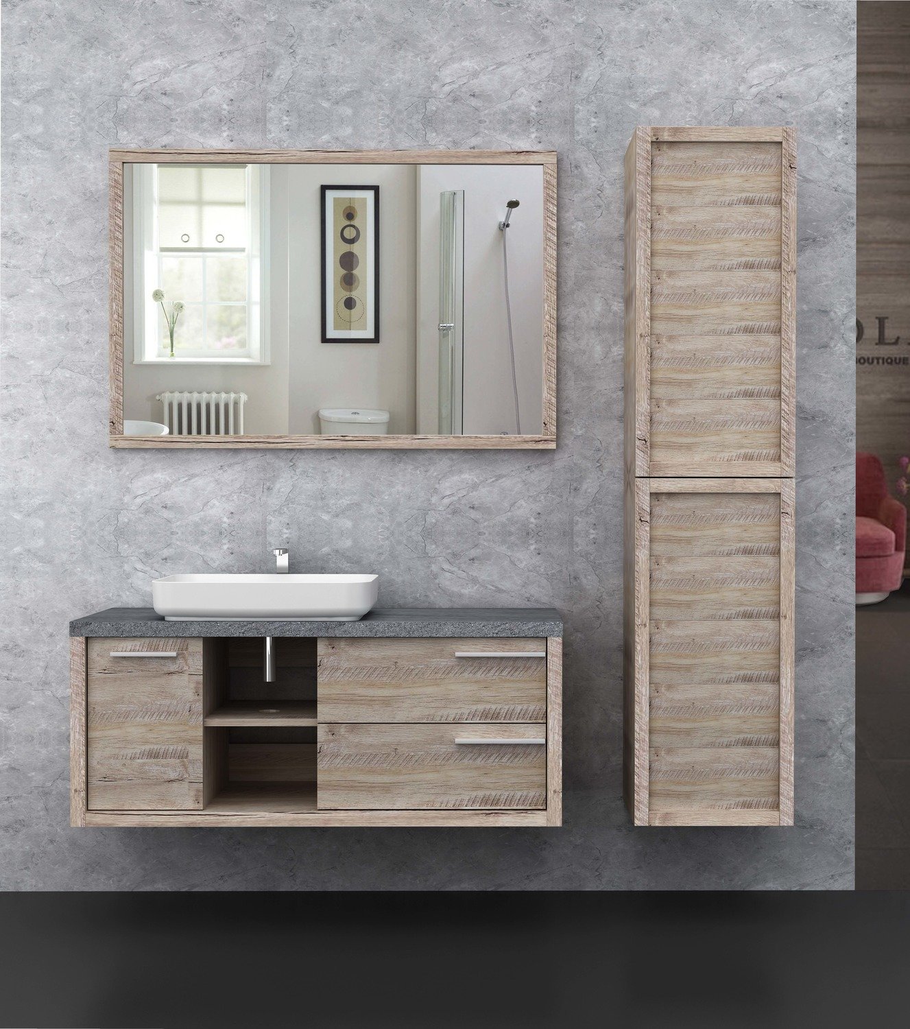 MEUBLE SUSPENDU ELEGANCE MATEIRA 17 CHENE CLAIR MEUBLE SUSPENDU ELEGANCE MATEIRA 17 CHENE CLAIR