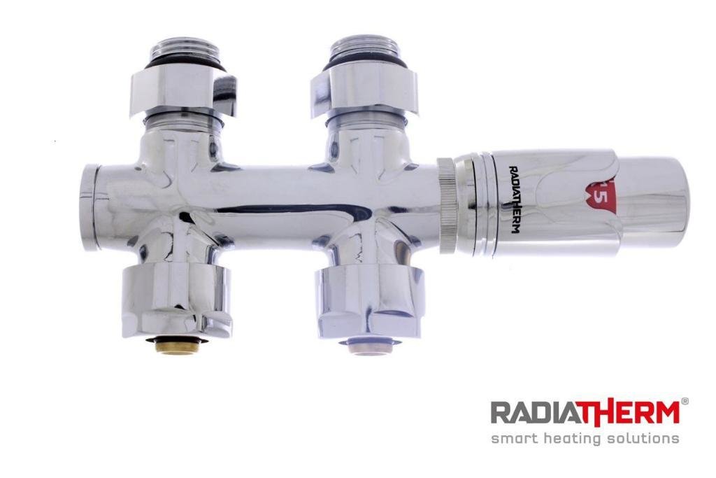 VANNE DESIGN SOL CHROM: TETE + CORPS + 2 RACCORDS MEC. + 2 MAMELONS RED.