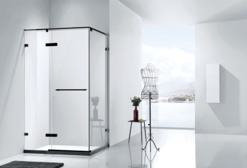 COIN DE DOUCHE PORTE PIVOTANTE 8MM VITRA NANO-B1400 + SIDE 900X1400X2000MM BLACK