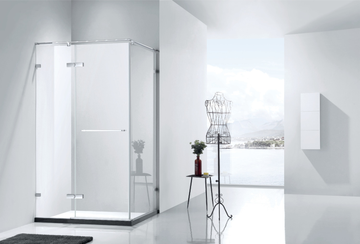 COIN DE DOUCHE PORTE PIVOTANTE 8MM VITRA NANO-C1400 + SIDE 900X1400X2000MM