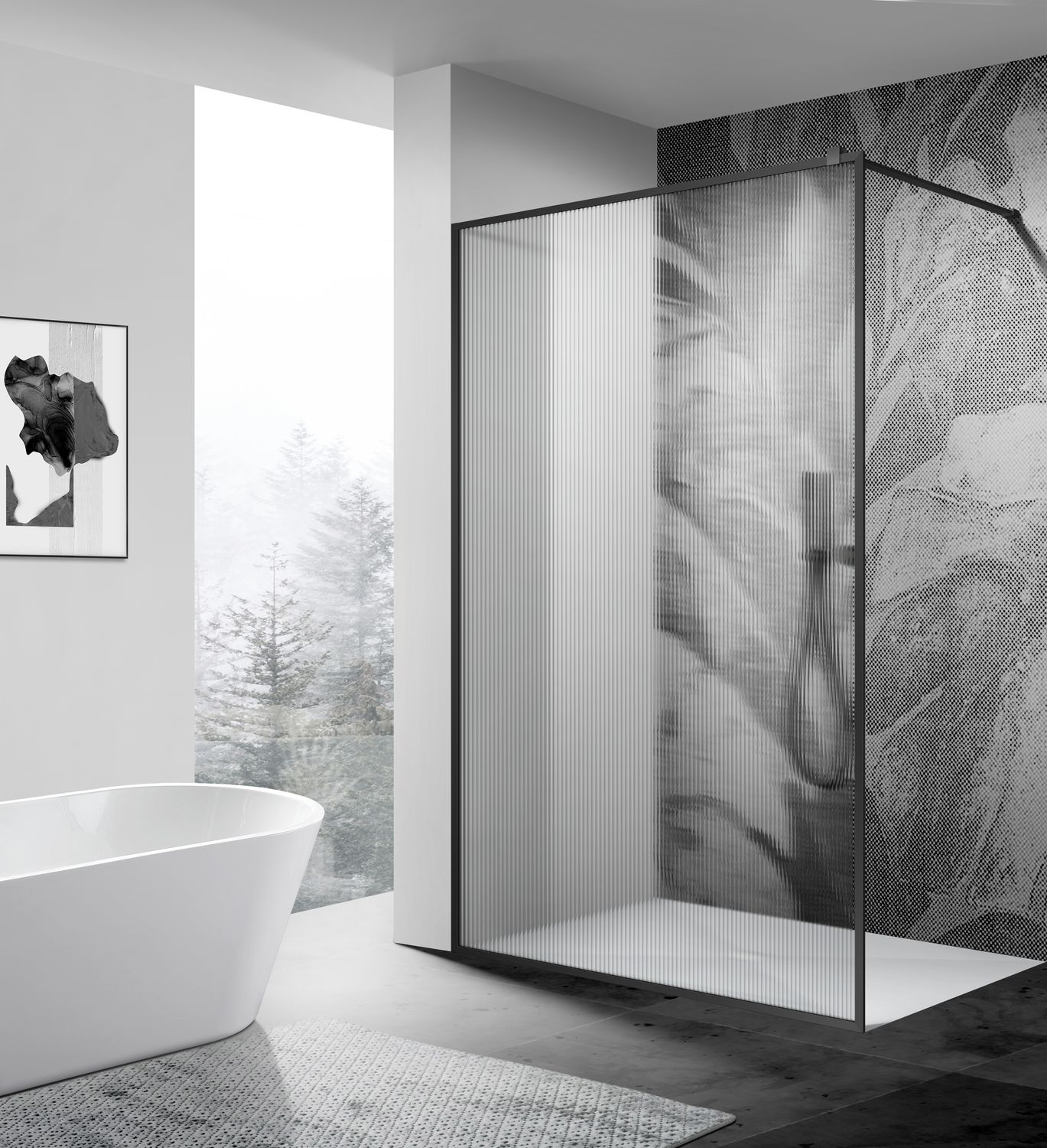 PAROI DE DOUCHE VERSION D'ANGLE OUVERTE 140CM BLACK SERIES 5140