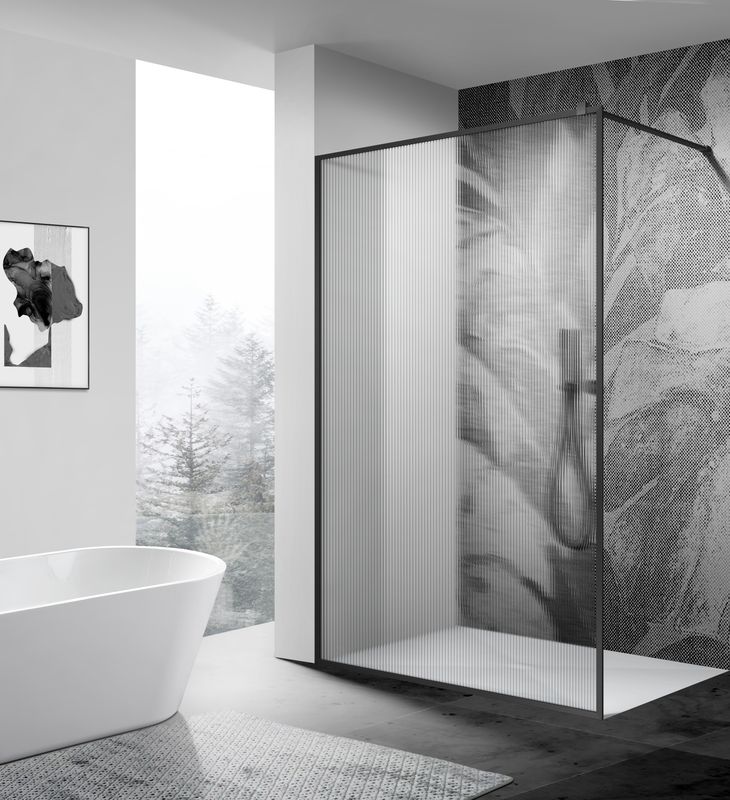 PAROI DE DOUCHE VERSION D'ANGLE OUVERTE 120CM BLACK SERIES 5120