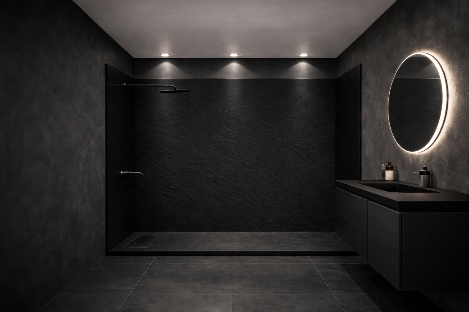 Revêtement mural de douche Etna wall black 142x222cm