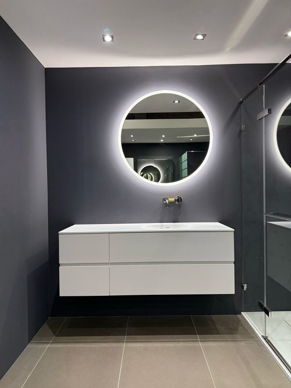 MEUBLE SALLE DE BAIN COMPOSITION ANGELA 1400 DROITE + VASQUE SUPRÊME SOLID SURFACE