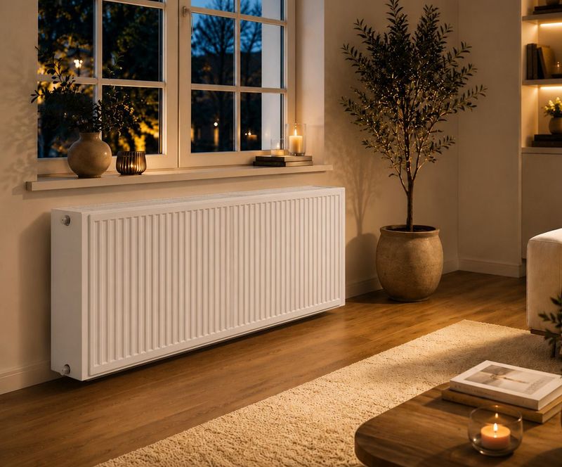 Radiateur 500x1400 T33 E.C.A. - 8 Connexions - 2899 W - Blanc RAL 9016