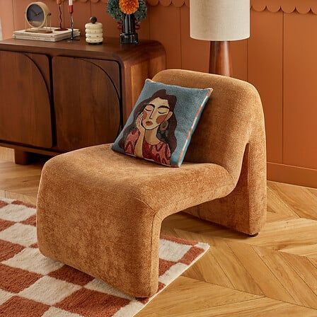 Fauteuil Astor en tissu chenille ambre | 214292A