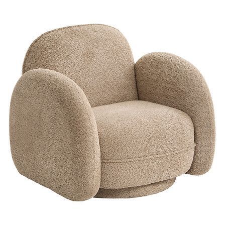 Fauteuil pivotant Fiva 360° en bouclette taupe