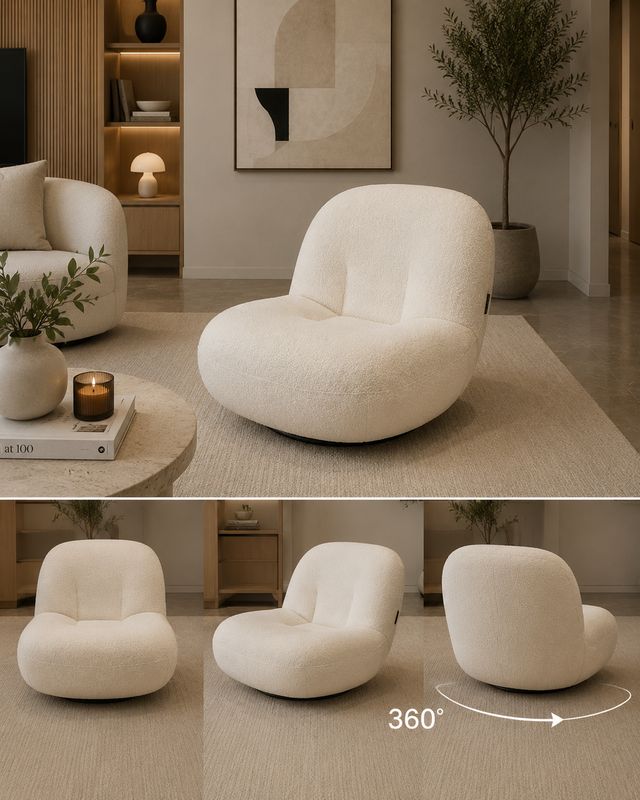 Fauteuil Roma pivotant 360° 008-1 blanc cassé / écru