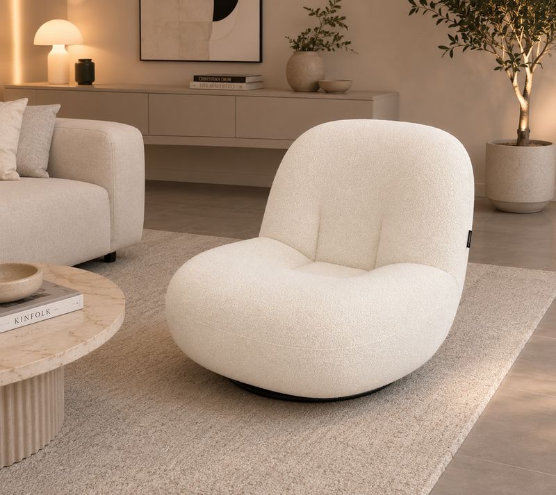 Fauteuil Roma pivotant 360° 008-1 blanc cassé / écru