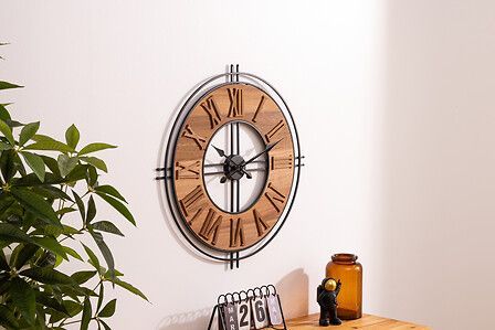 Horloge Dorian diam 65 cm bois métal et bois 200308