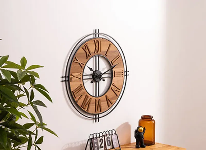 Horloge Dorian diam 65 cm bois métal et bois 200308