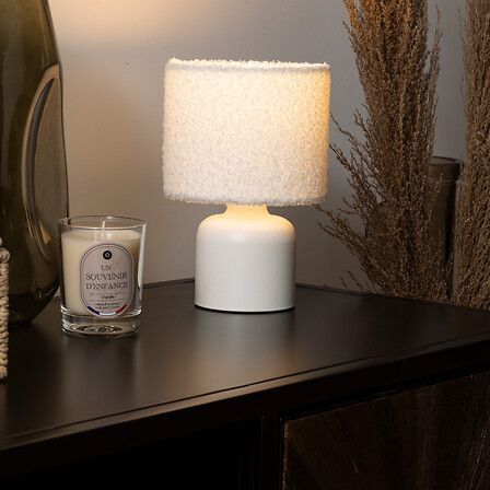 Lampe cylindre Bona haut 22 cm bouclette blanc 202645