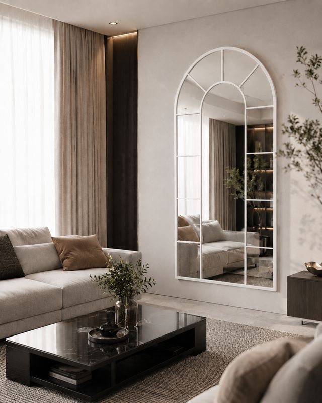 Miroir Arche Métal Blanc mural – 90 × 180 cm | SENA2508135