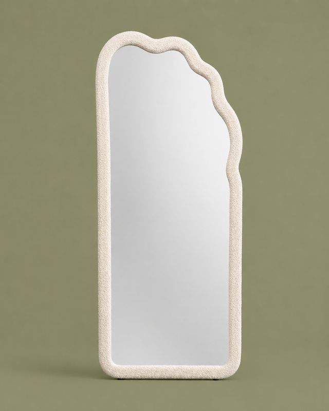 Miroir teddy blanc crème avec Pied – 80×180 cm | SENA2508120