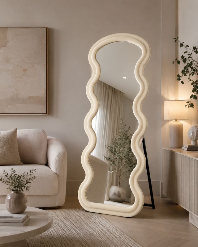 Miroir velouté blanc crème avec Pied – 75x175 cm | SENA2508125