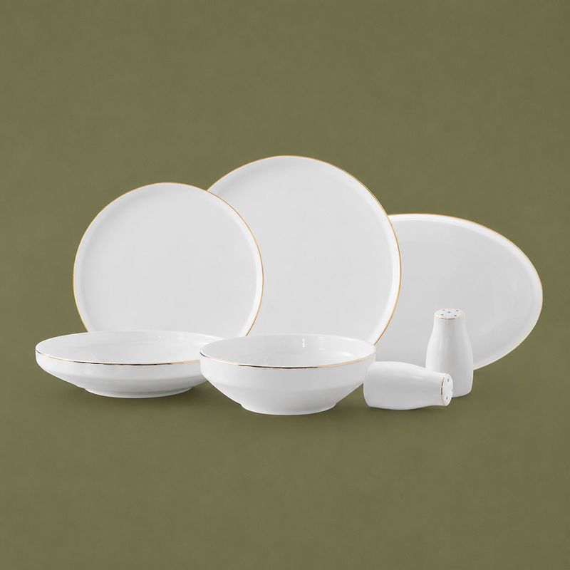Set assiette Claire 27 pcs blanc-doré LDS-2702