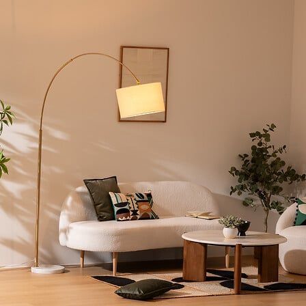 Lampadaire arc Tilio haut 195 cm métal doré 205951
