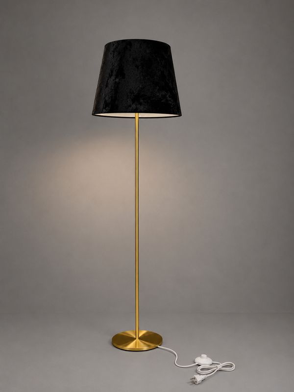 Lampadaire droit haut 153 cm or abajour noir 221658A