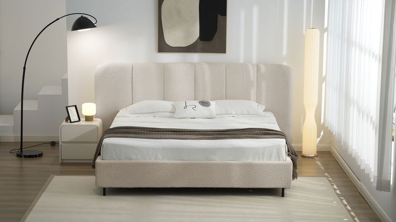 Lit avec sommier Flow Beige 160/180 cm - Réf:998-04