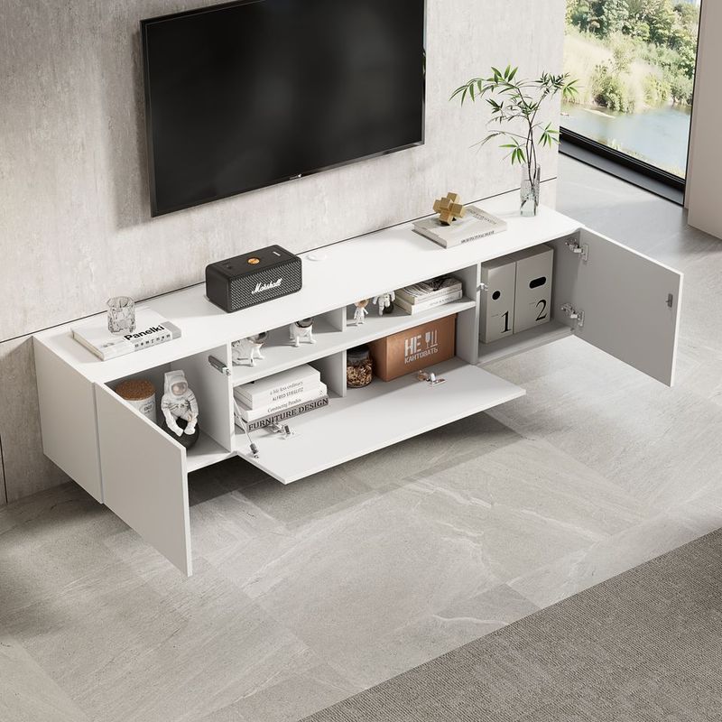 Meuble TV suspendu Dona 180 cm - Blanc Mat - Réf: Dona-1800MW Matt White
