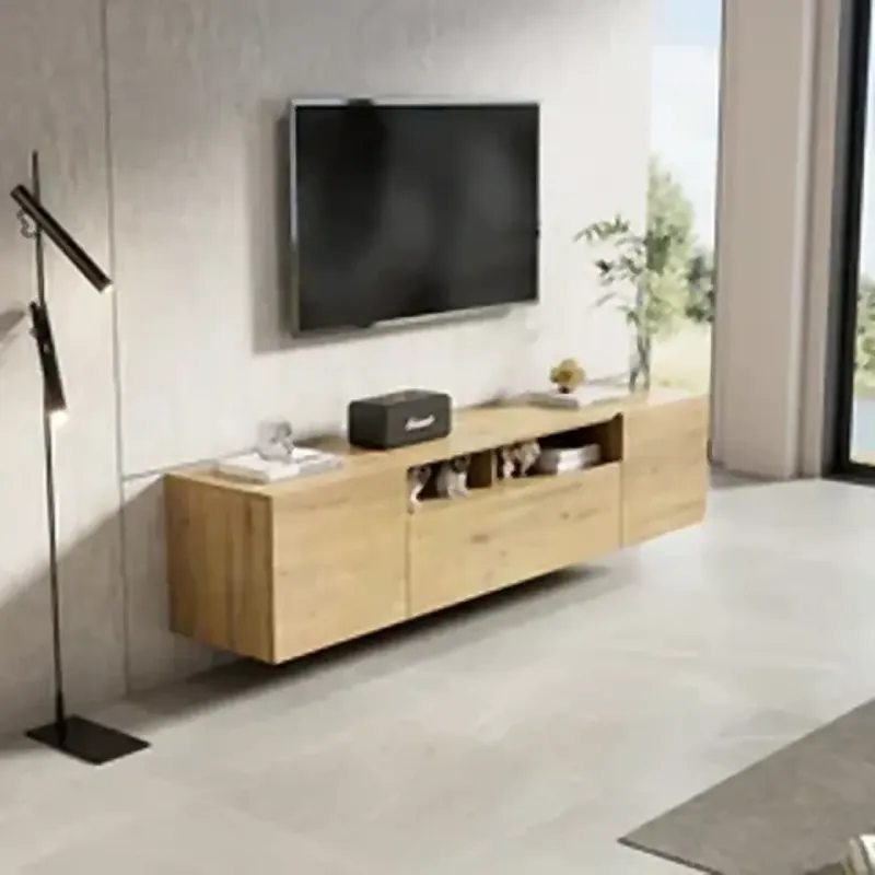 Meuble TV suspendu Dona 180 cm - Chêne Naturel