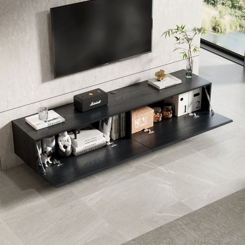 Meuble TV suspendu Mona 180 cm - Chêne noir - Réf: Mona-1800BO Black Oak