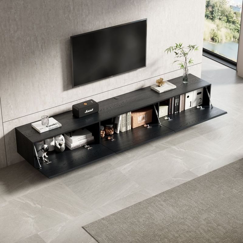 Meuble TV suspendu Mona 240 cm - Chêne noir - Réf: Mona-2400BO Black Oak