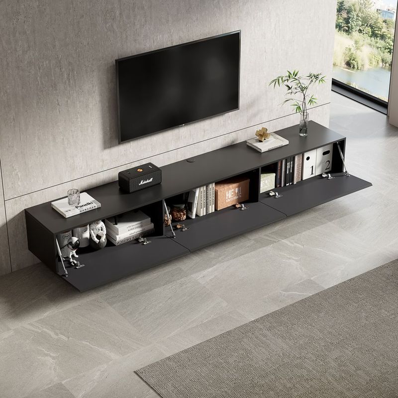 Meuble TV suspendu Mona 240 cm - Noir Mat - Réf: Mona-2400MB Matt Black