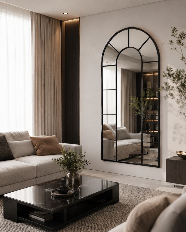 Miroir Arche Métal Noir mural – 90 × 180 cm | SENA2508134