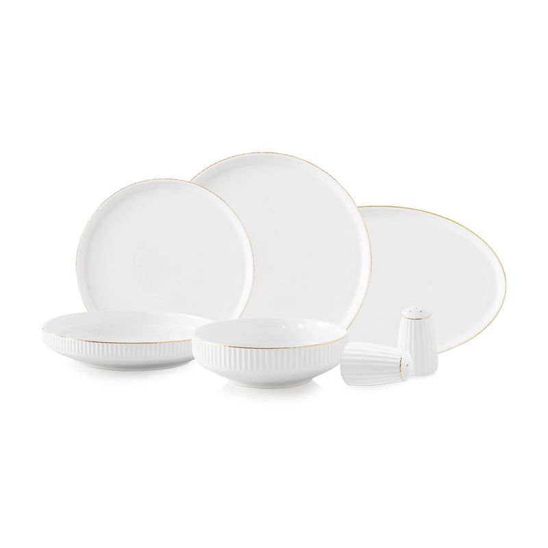Set assiette Grace 27 pcs blanc-doré | LDS-2704