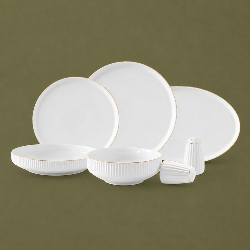 Set assiette Grace 27 pcs blanc-doré | LDS-2704