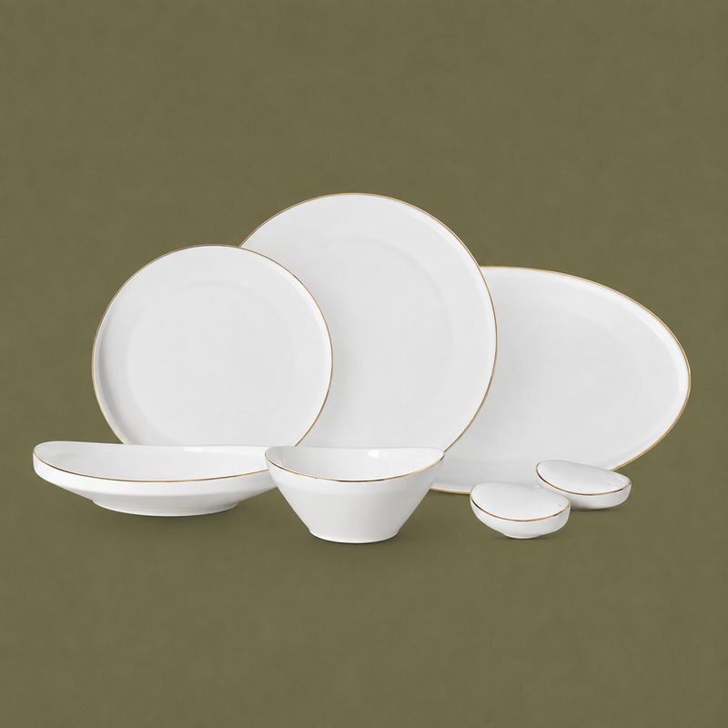 Set assiette Luna 27 pcs blanc-doré | LDS-2708