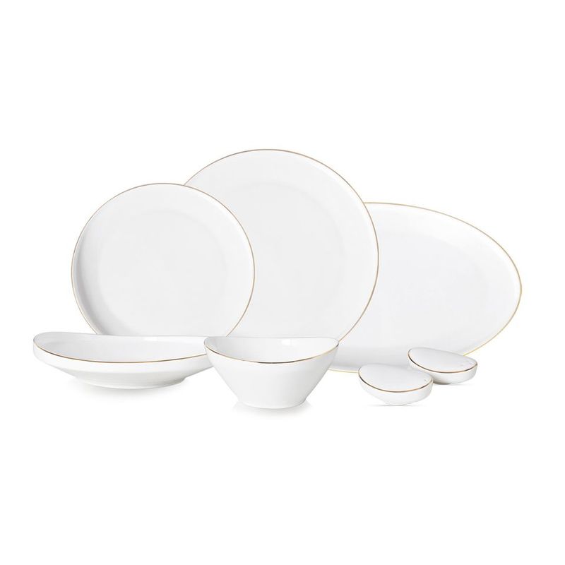Set assiette Luna 27 pcs blanc-doré | LDS-2708