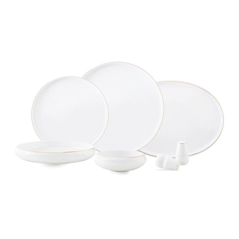 Set assiette Moon 27 pcs blanc-doré | LDS-2712