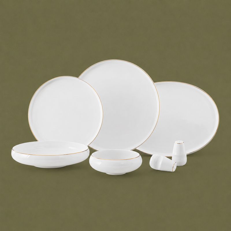 Set assiette Moon 27 pcs blanc-doré | LDS-2712